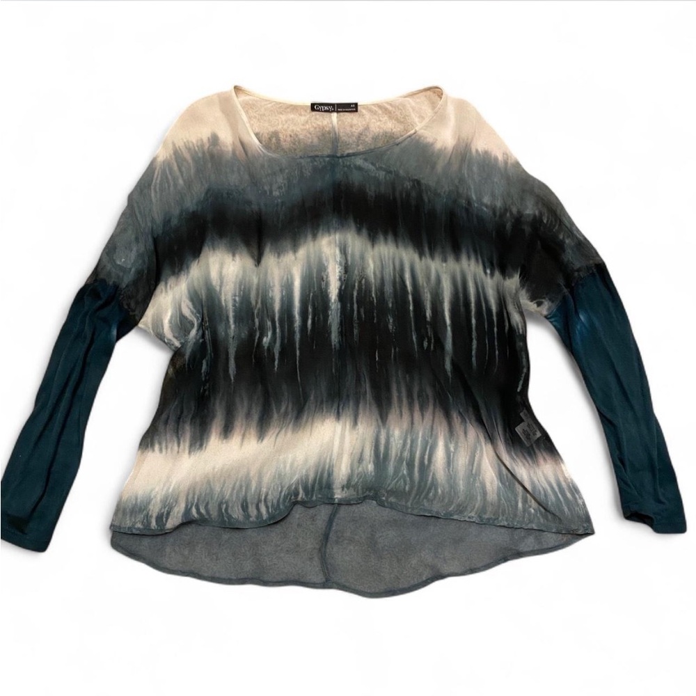 Gypsy 05 Sheer Ombré Long Sleeve Blouse Top